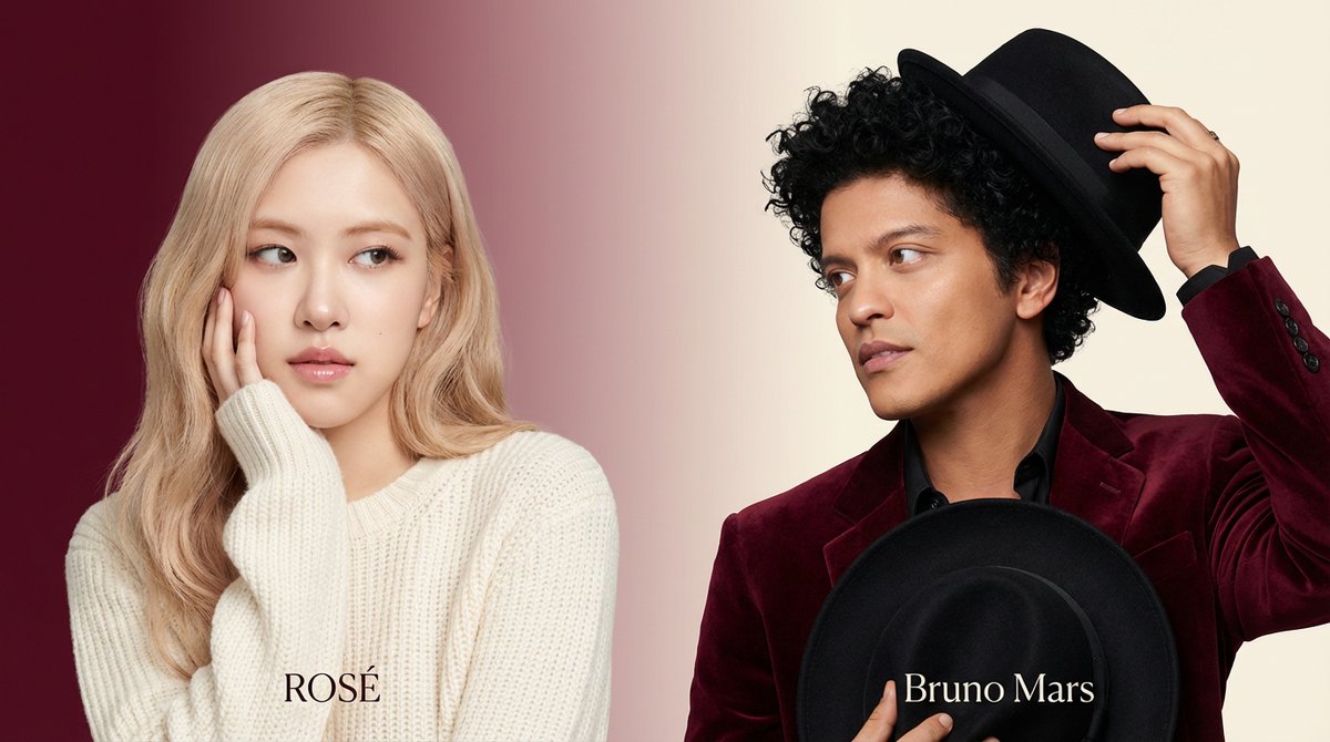 酒红到象牙：ROSÉ×Bruno Mars无缝双联主视觉