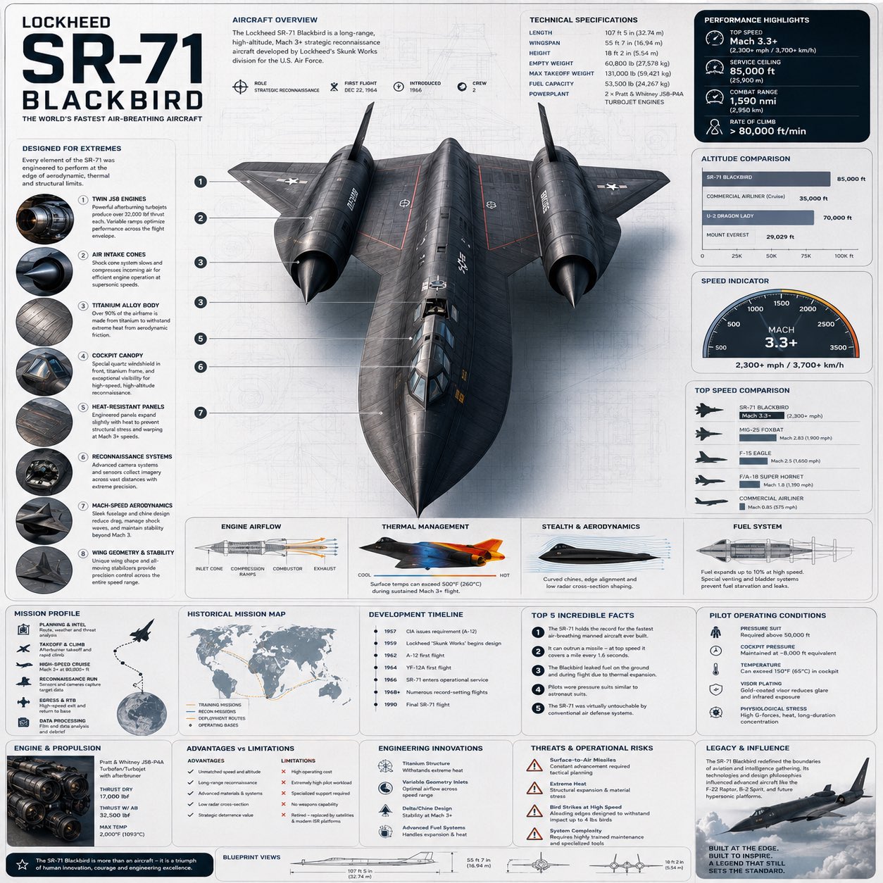 SR-71黑鸟航空航天百科信息图