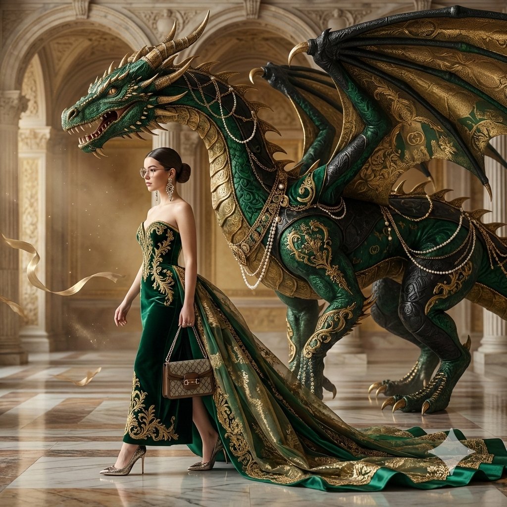 巨龙之下的翡翠高定礼服
