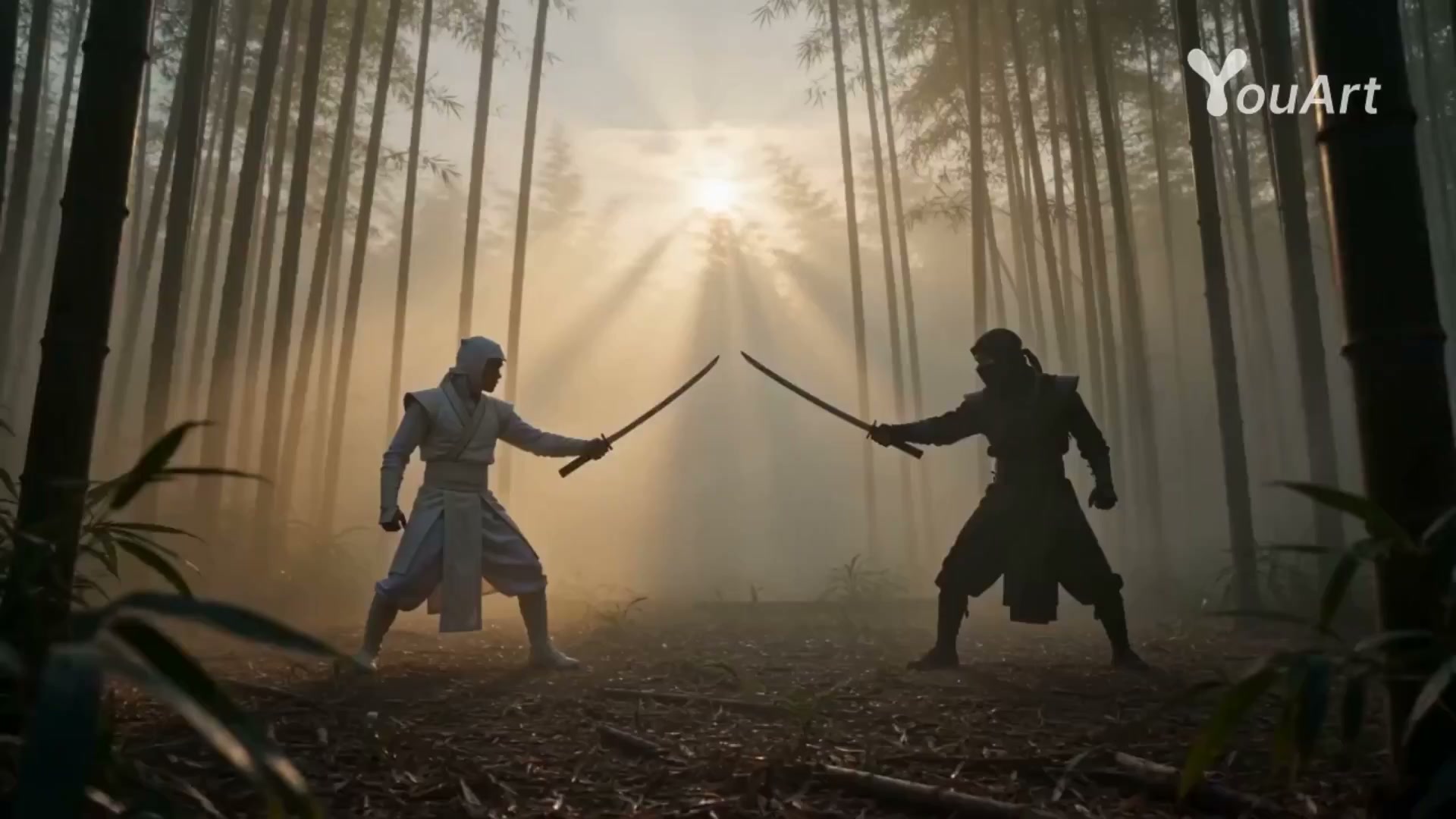 竹林深处黑白忍者的史诗级对决