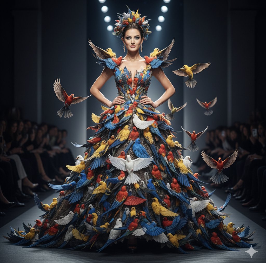 翎羽霓裳：暗色秀场上的灵动飞鸟