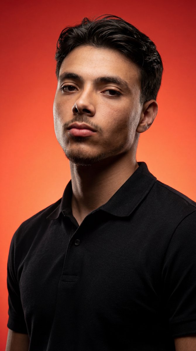 极致红黑明暗对比的影棚冷峻肖像