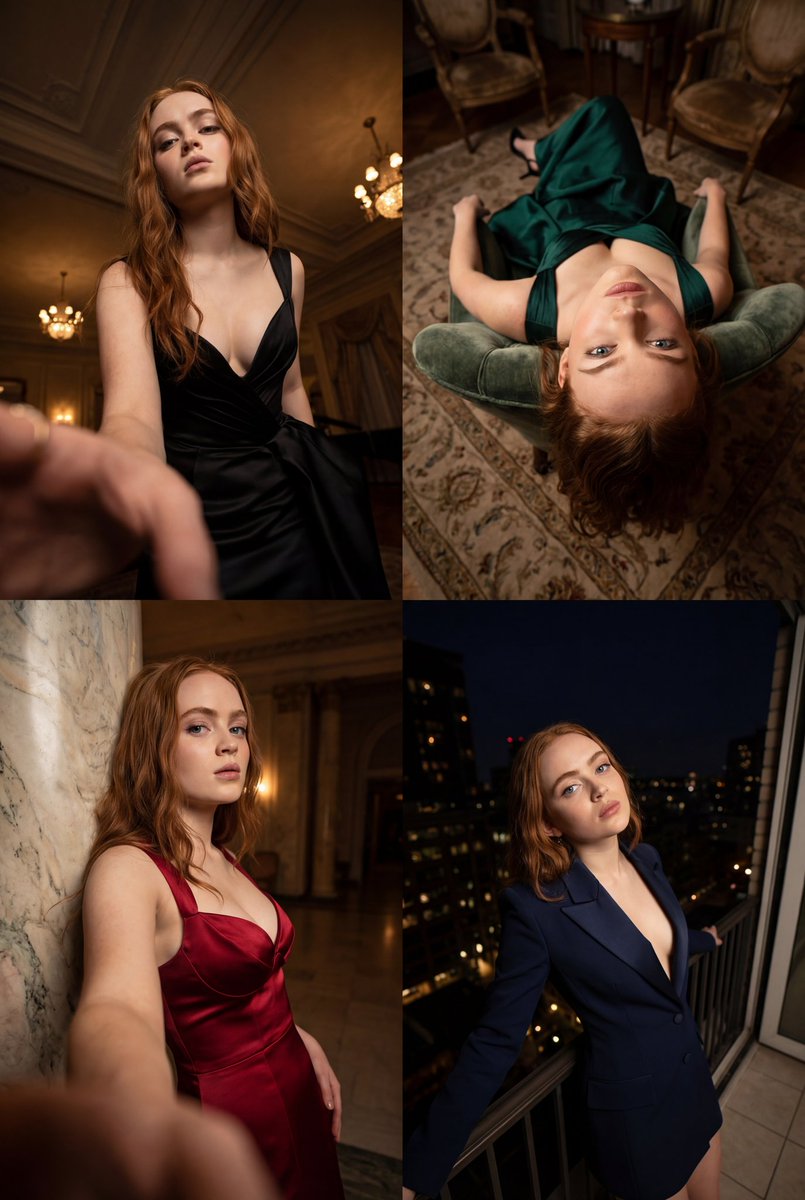 极致广角下的奢华晚礼服女神，极具张力的视觉冲击