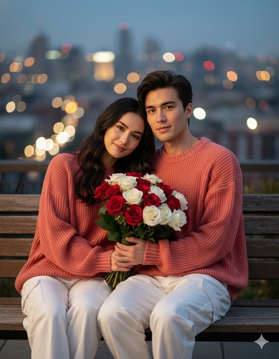 烟花夜市下的胶片情侣