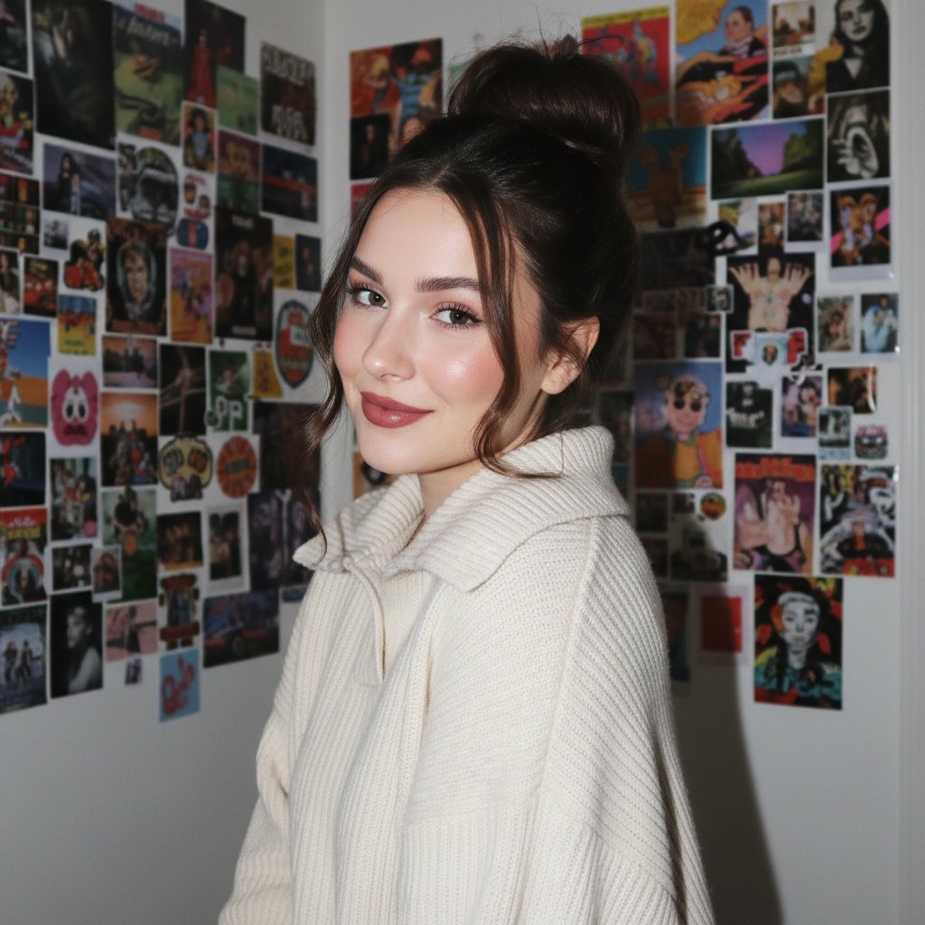 闪光灯下的千禧拼贴女孩