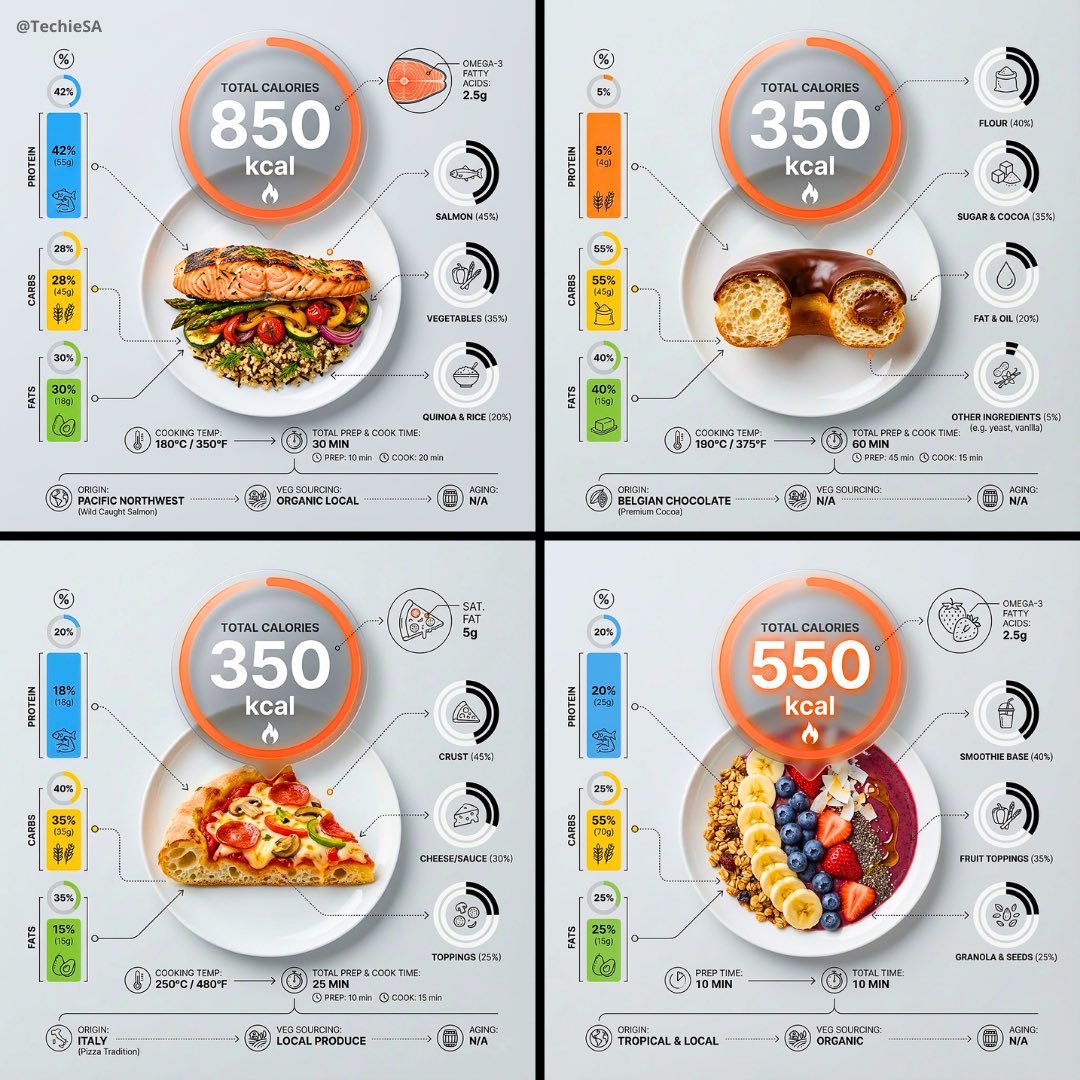 俯拍美食热量信息图