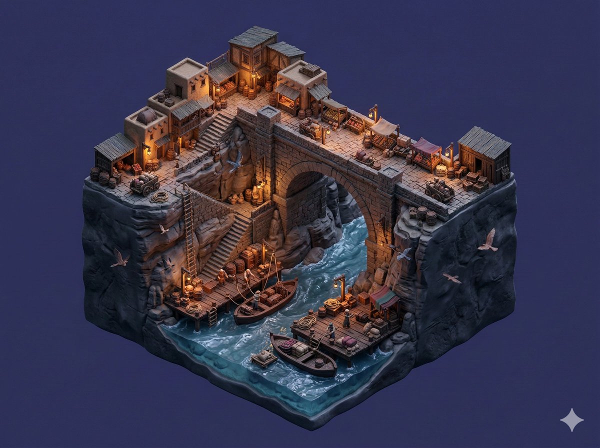 悬浮峡谷石桥微缩沙盘