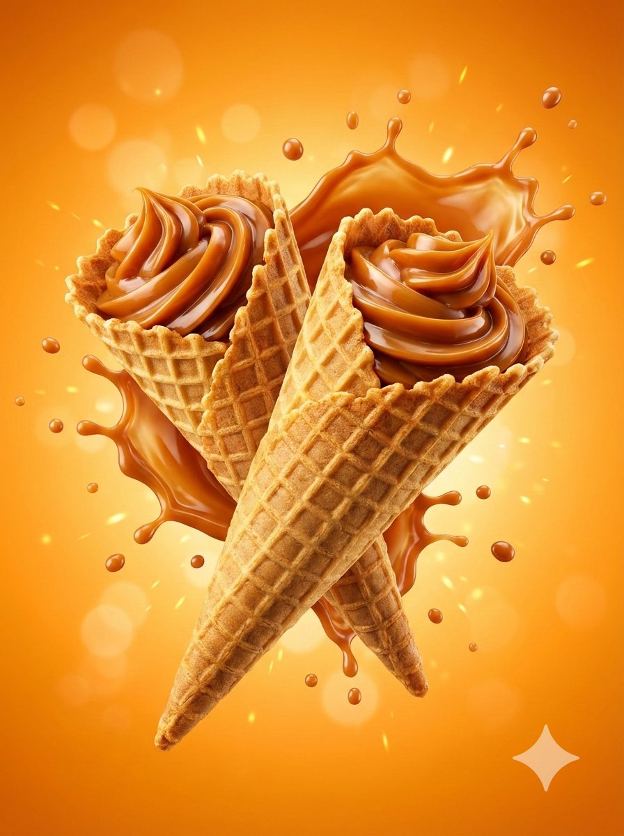 悬浮焦糖蛋筒甜品大片