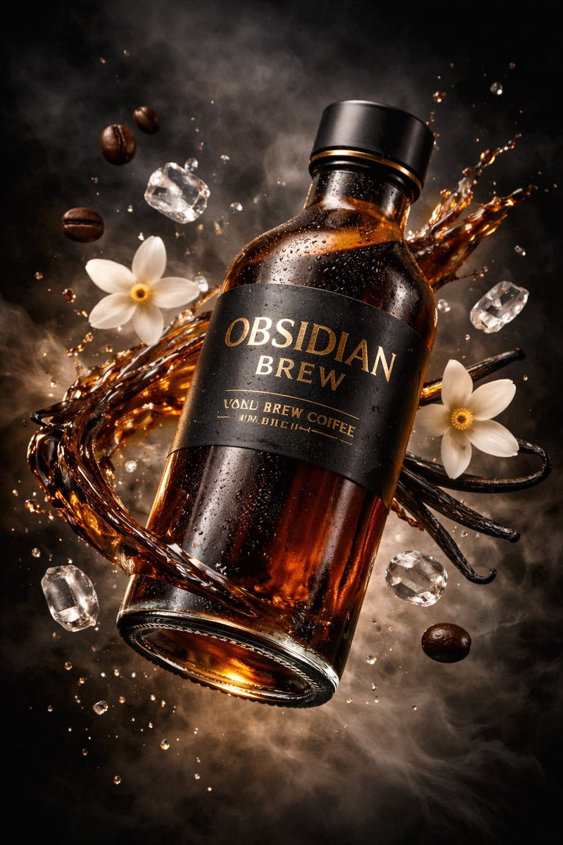 悬浮冷萃咖啡瓶的奢华定格摄影