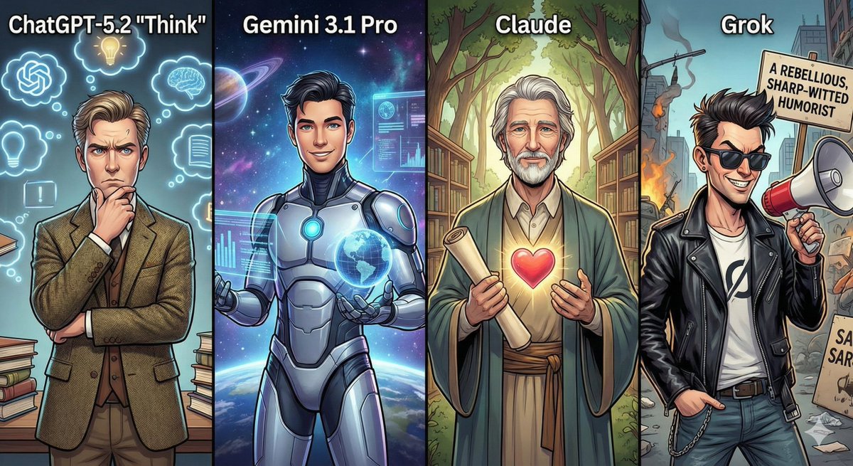 四大AI巨头拟人化创意群像