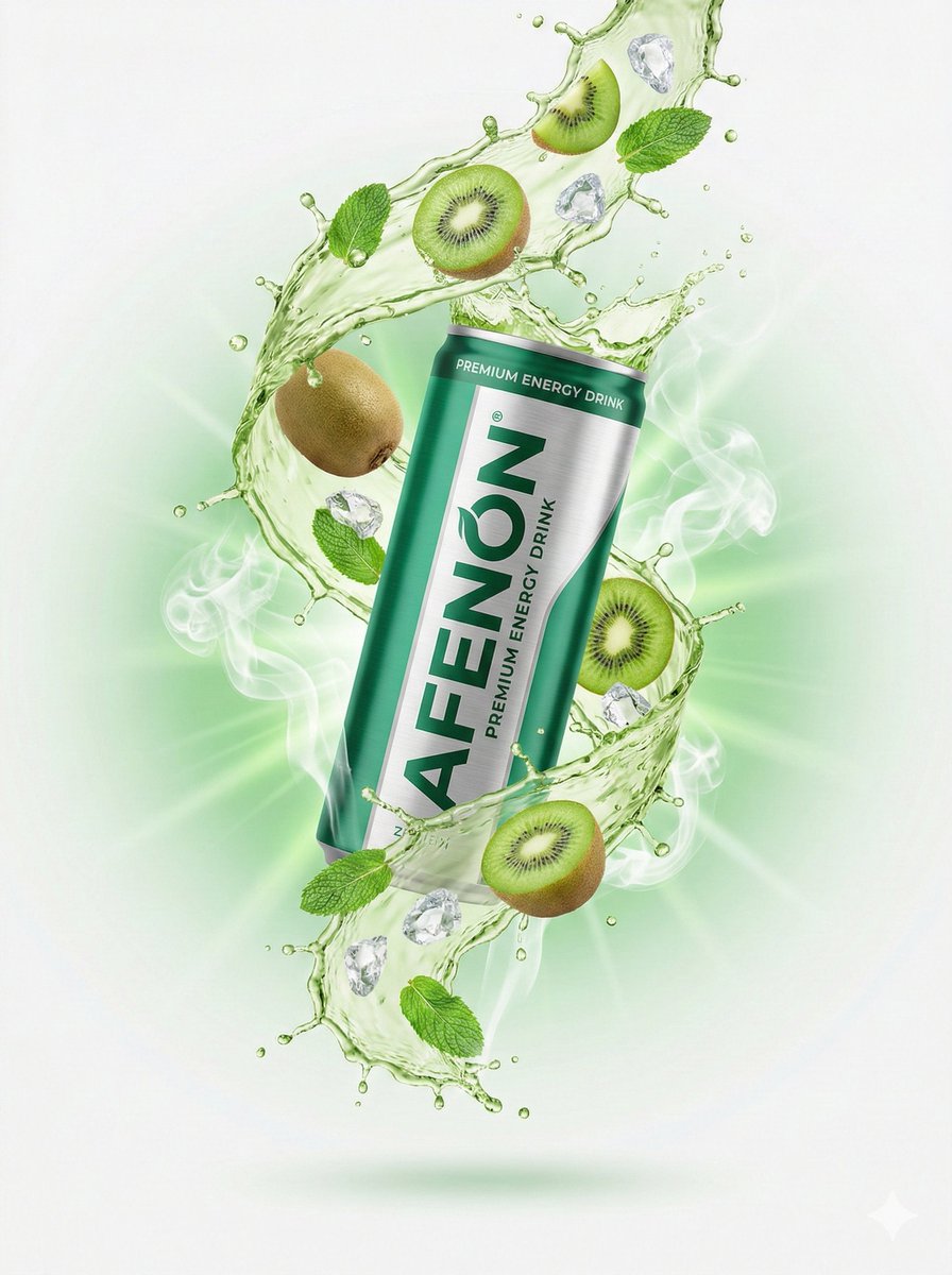 清新绿色能量饮料高速飞溅商业大片