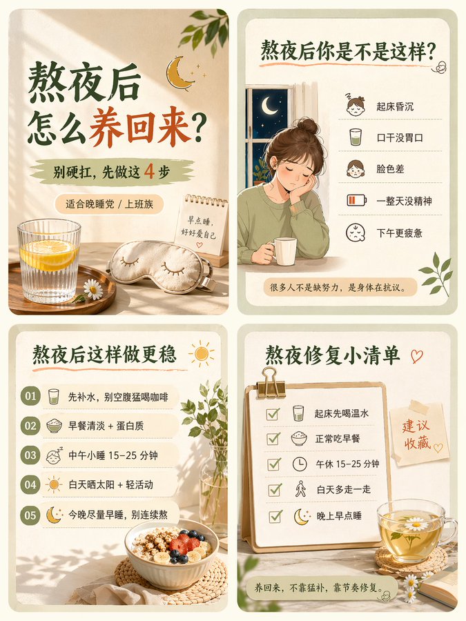 小红书养生图文母版：清新四宫格设计指南