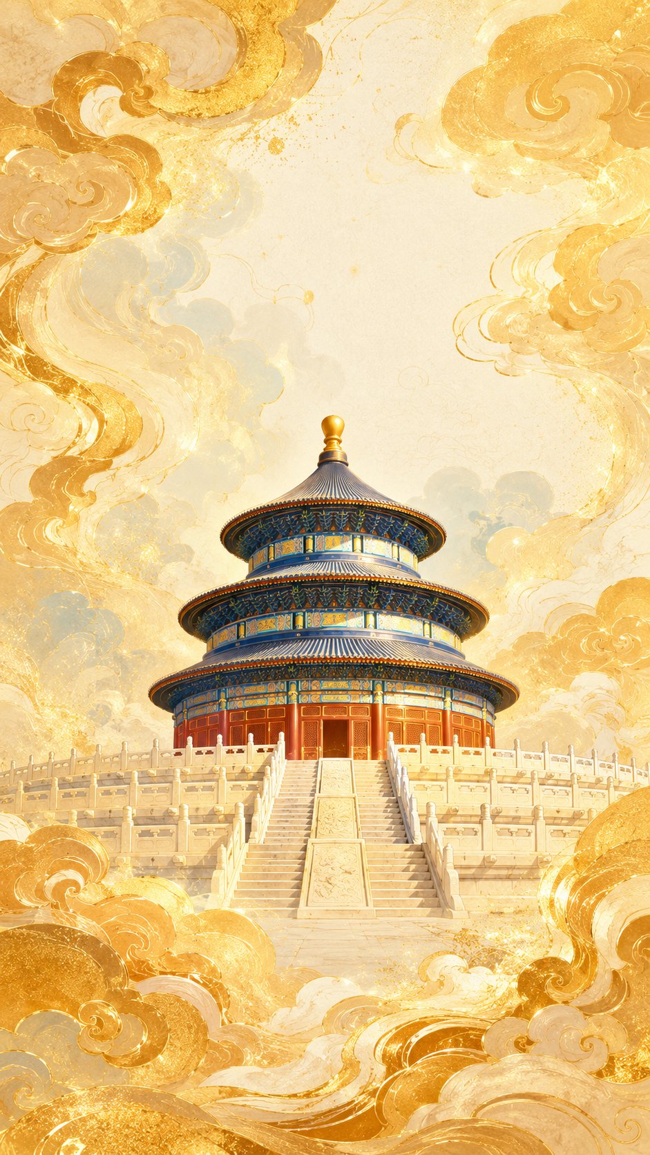 鎏金祥云中的天坛国风海报