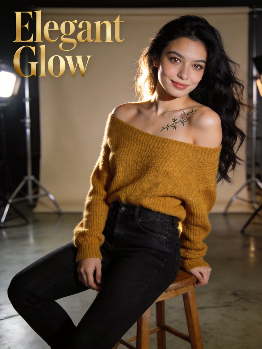 金色毛衣下的自信光影人像
