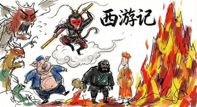 涂鸦速写：夸张线条与干刷块面