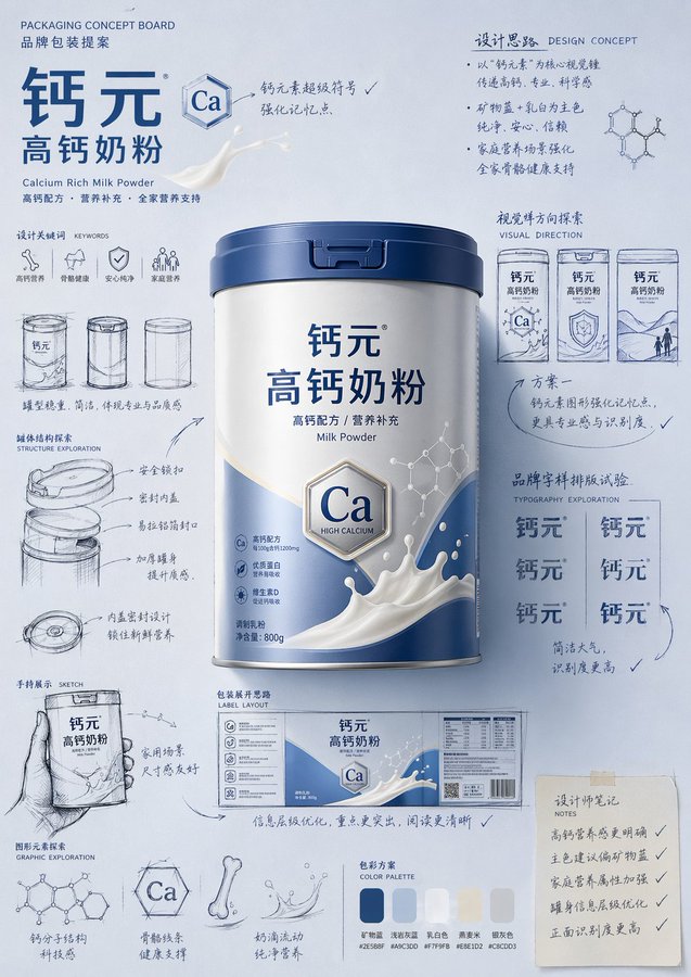 手绘草图包装提案板设计海报