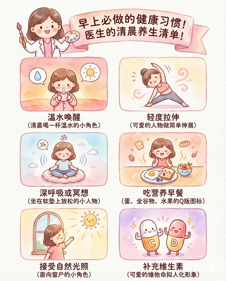 手绘水彩维生素美颜信息图