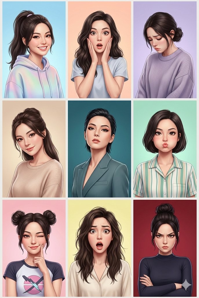 高端3D质感九宫格百变情绪写真