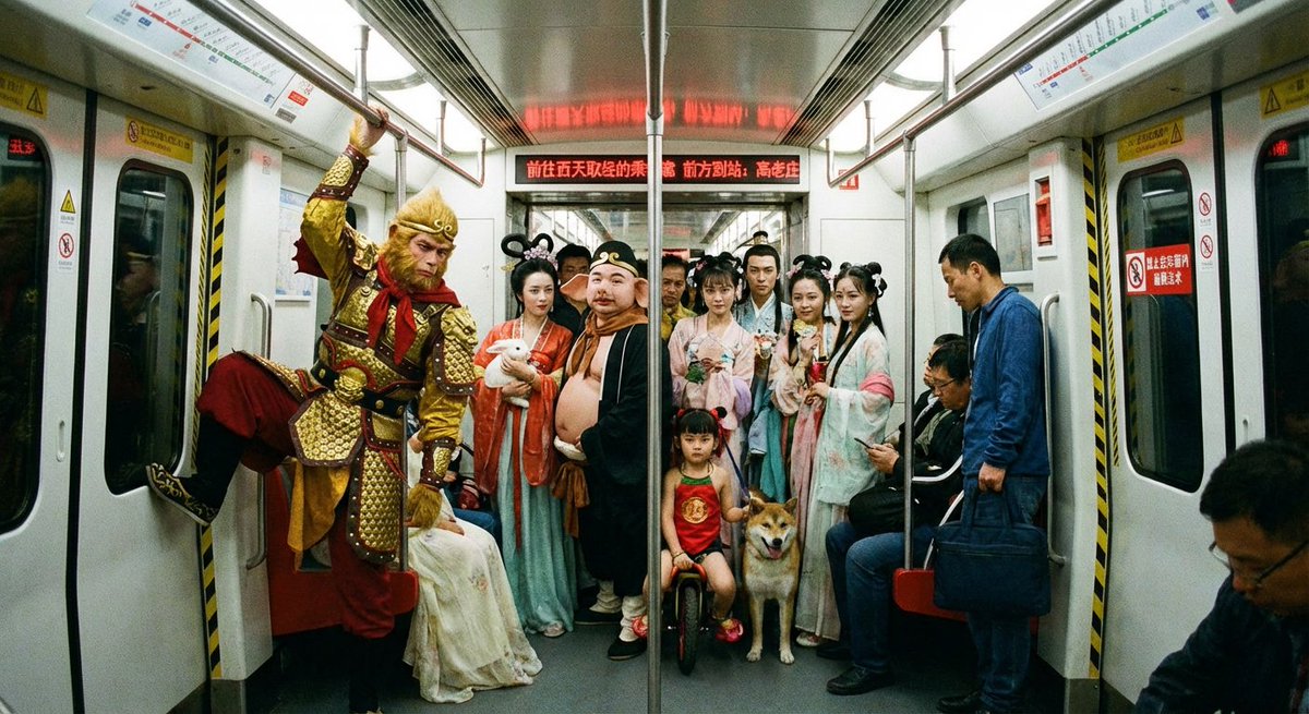 神话人物挤地铁