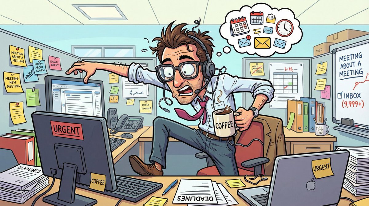 职场打工人的夸张幽默漫画像