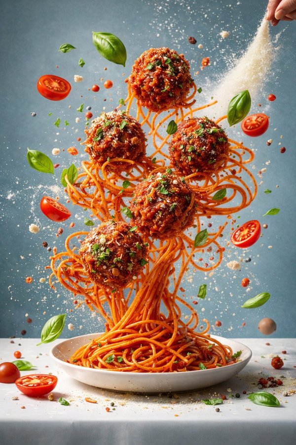 动感食物爆发：超现实AI美食摄影