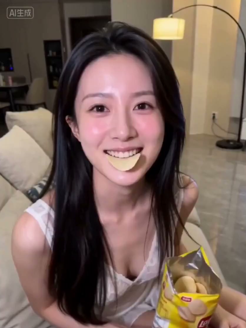 女友叼薯片喂我，超写实居家日常