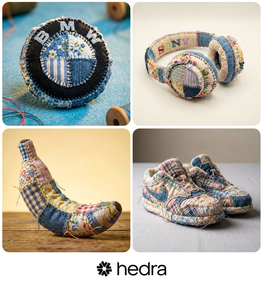 超写实手工拼布公仔微距质感摄影