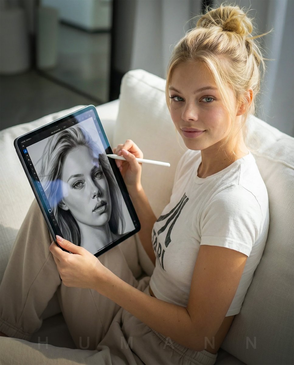 极致写实的沙发iPad创作人像