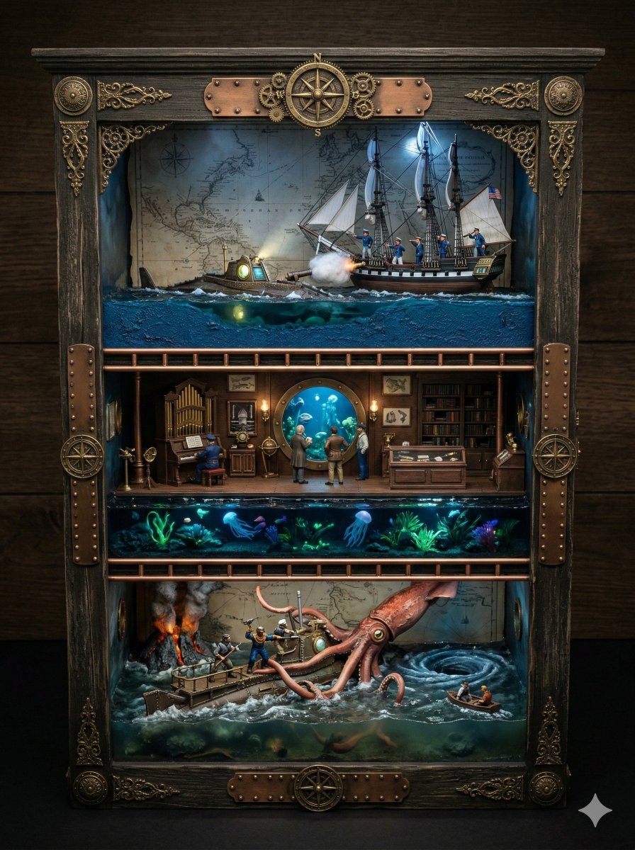 海底两万里微缩立体模型展示柜