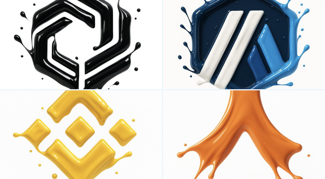 光泽液体油漆飞溅构成的3D超现实Logo