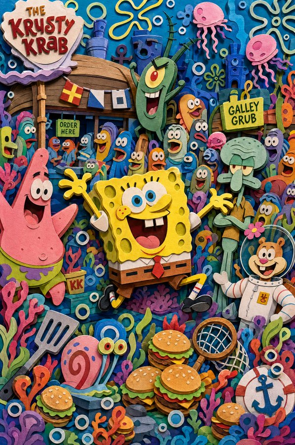 超饱和卡通剪纸立体模型