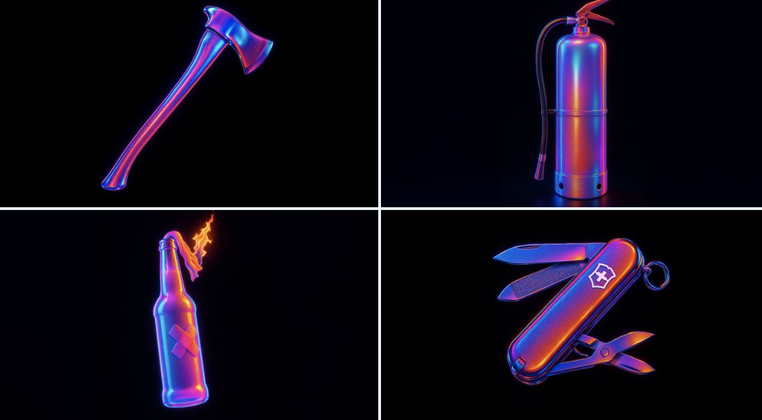 高光泽半透明橡胶的虹彩超现实3D渲染
