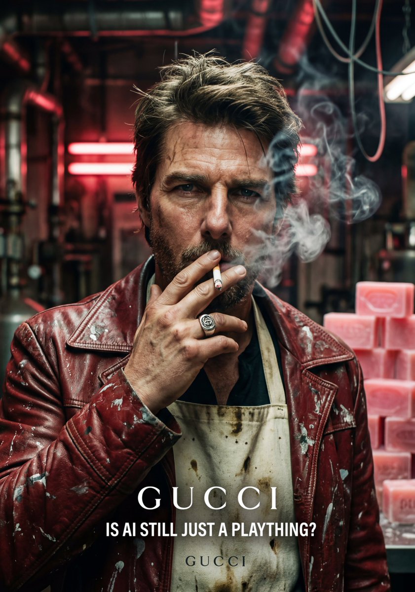 工业风汤姆·克鲁斯手持香烟古驰硬汉