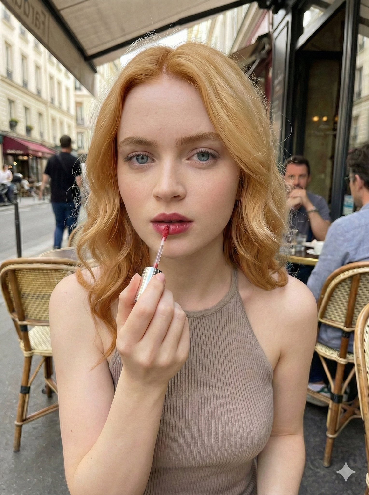 网红日光美妆抓拍图