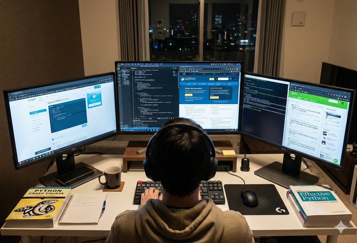 日系程序员深夜钻研Python编程