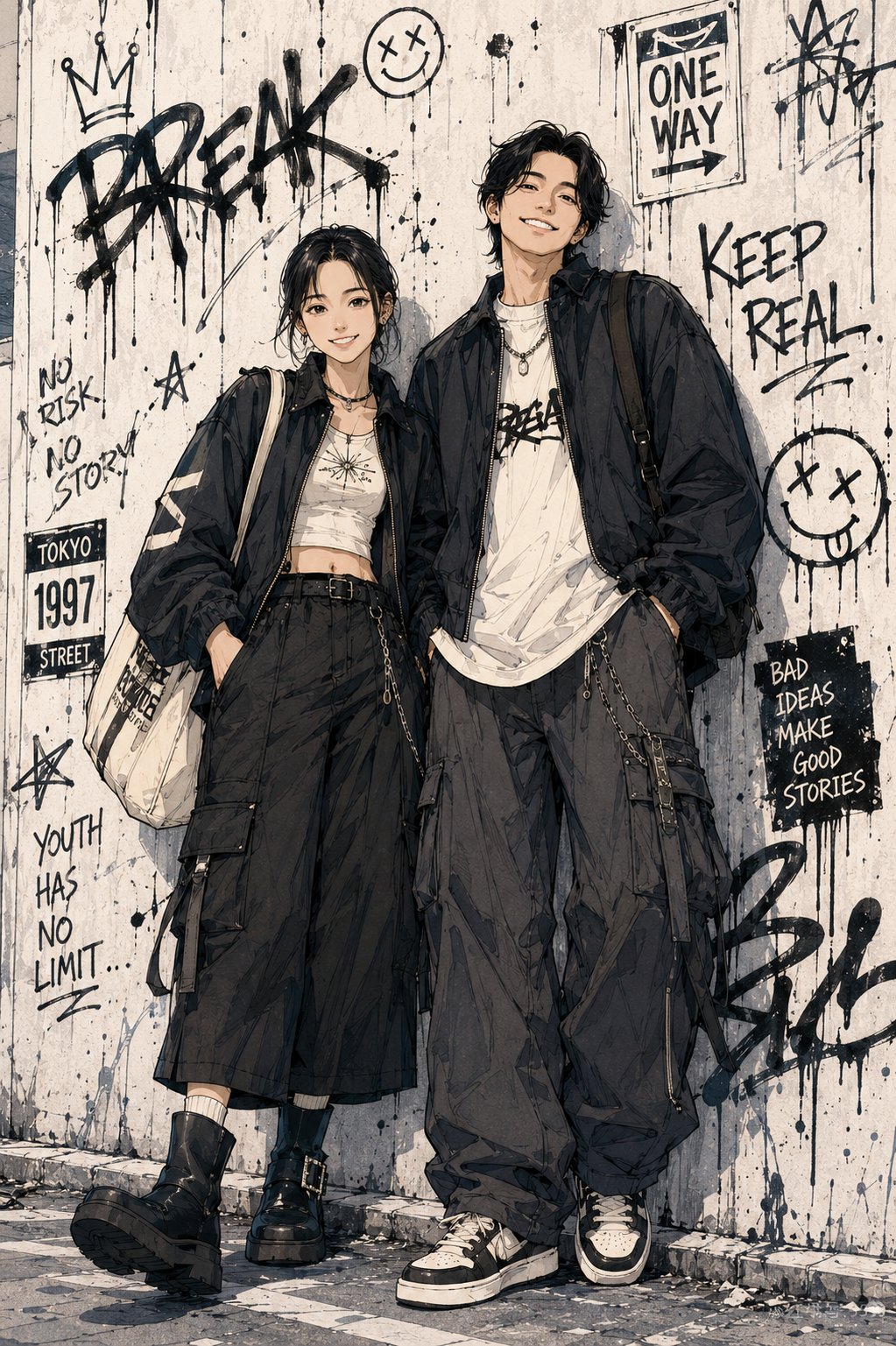 东京街头热血少年漫画人像