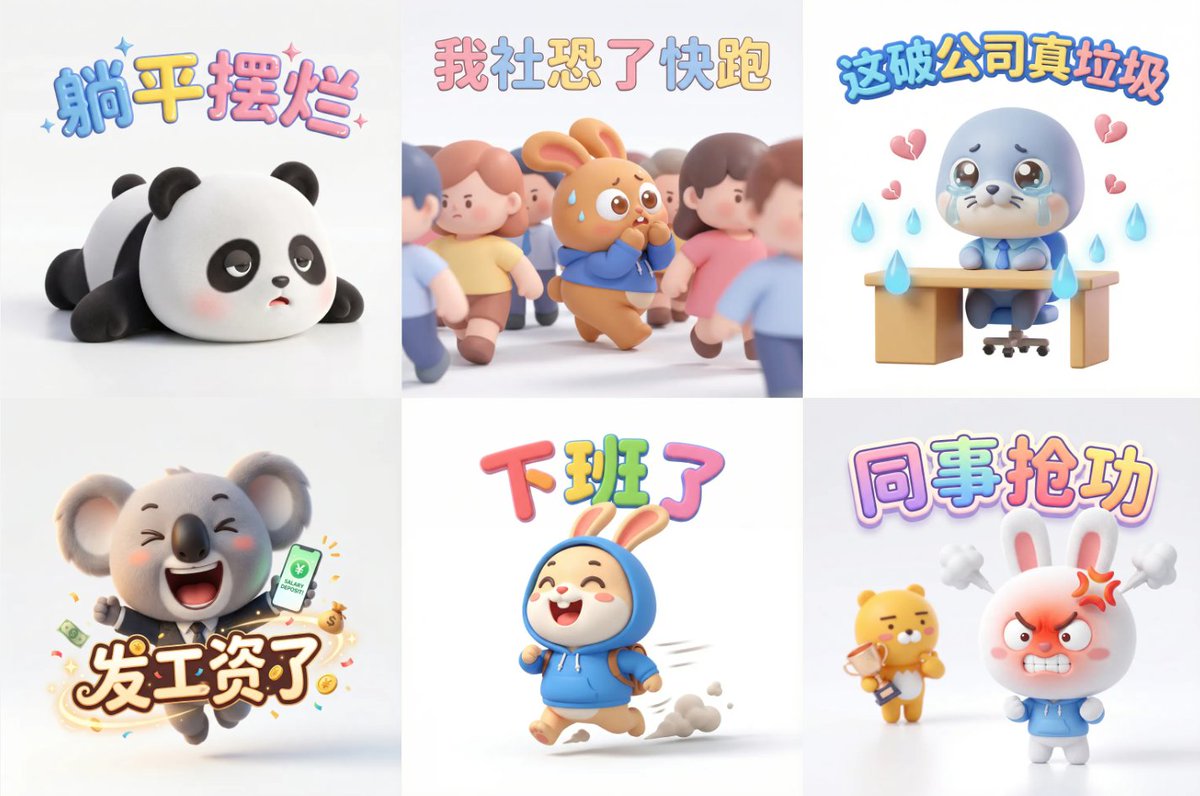 可爱3D卡通吉祥物表情包生成提示词
