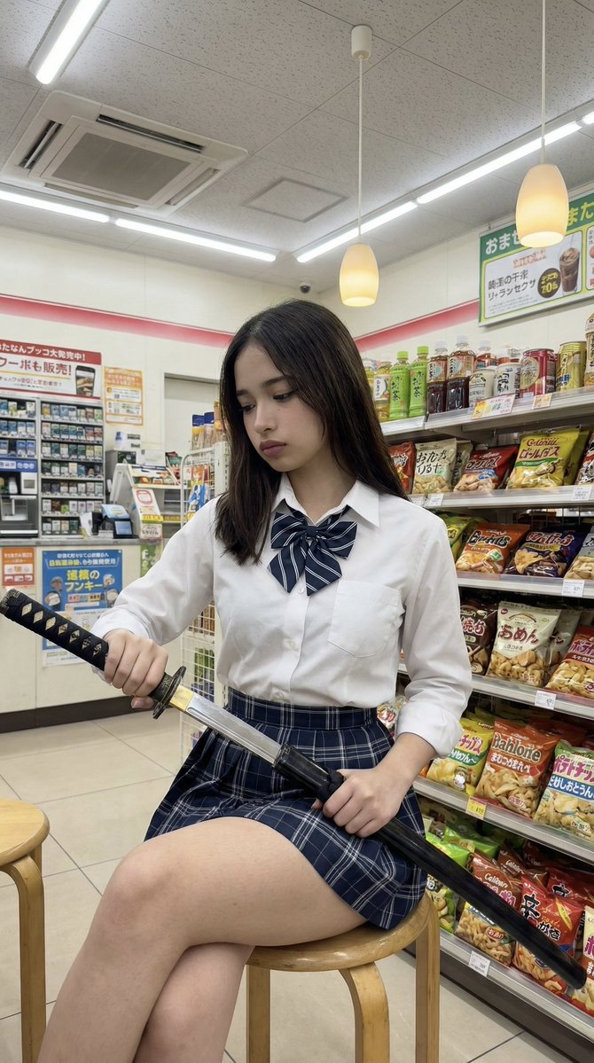 便利店里的持刀JK少女