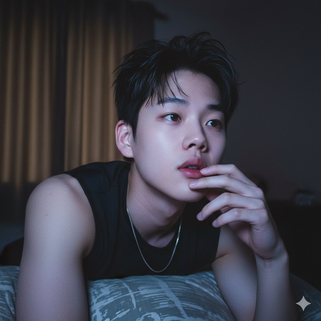 深夜卧室的慵懒手机自拍