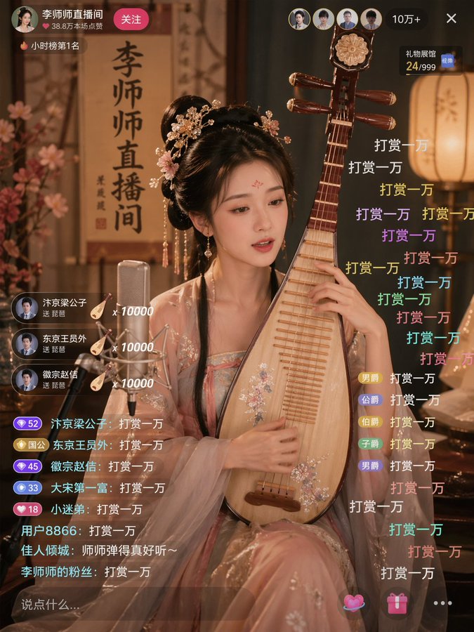 李师师古风琵琶弹唱直播间