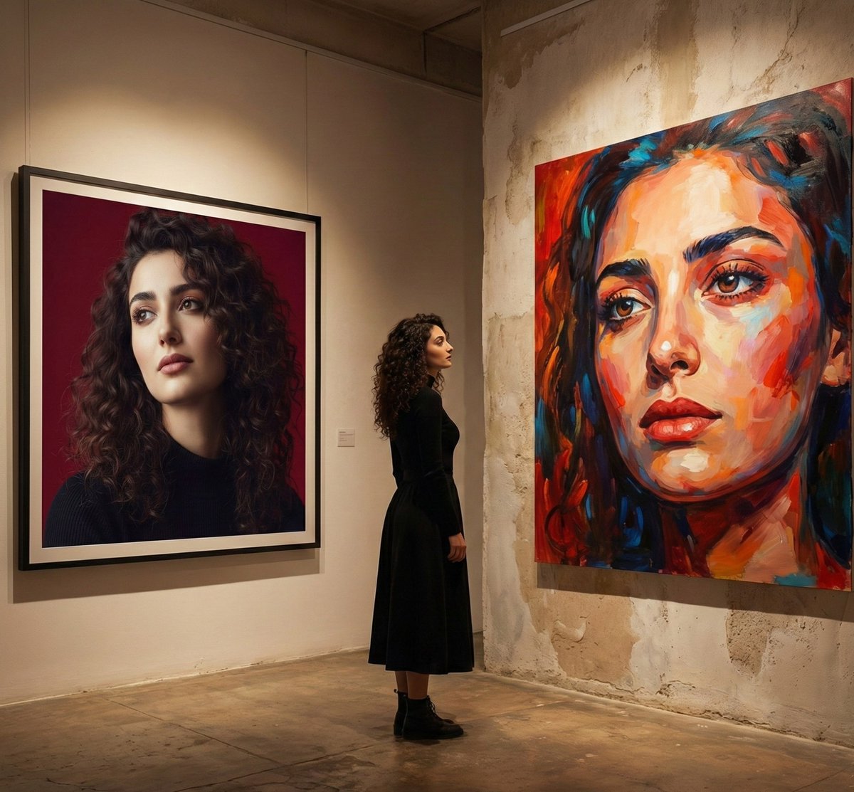 光影交织中写实与抽象的肖像对话