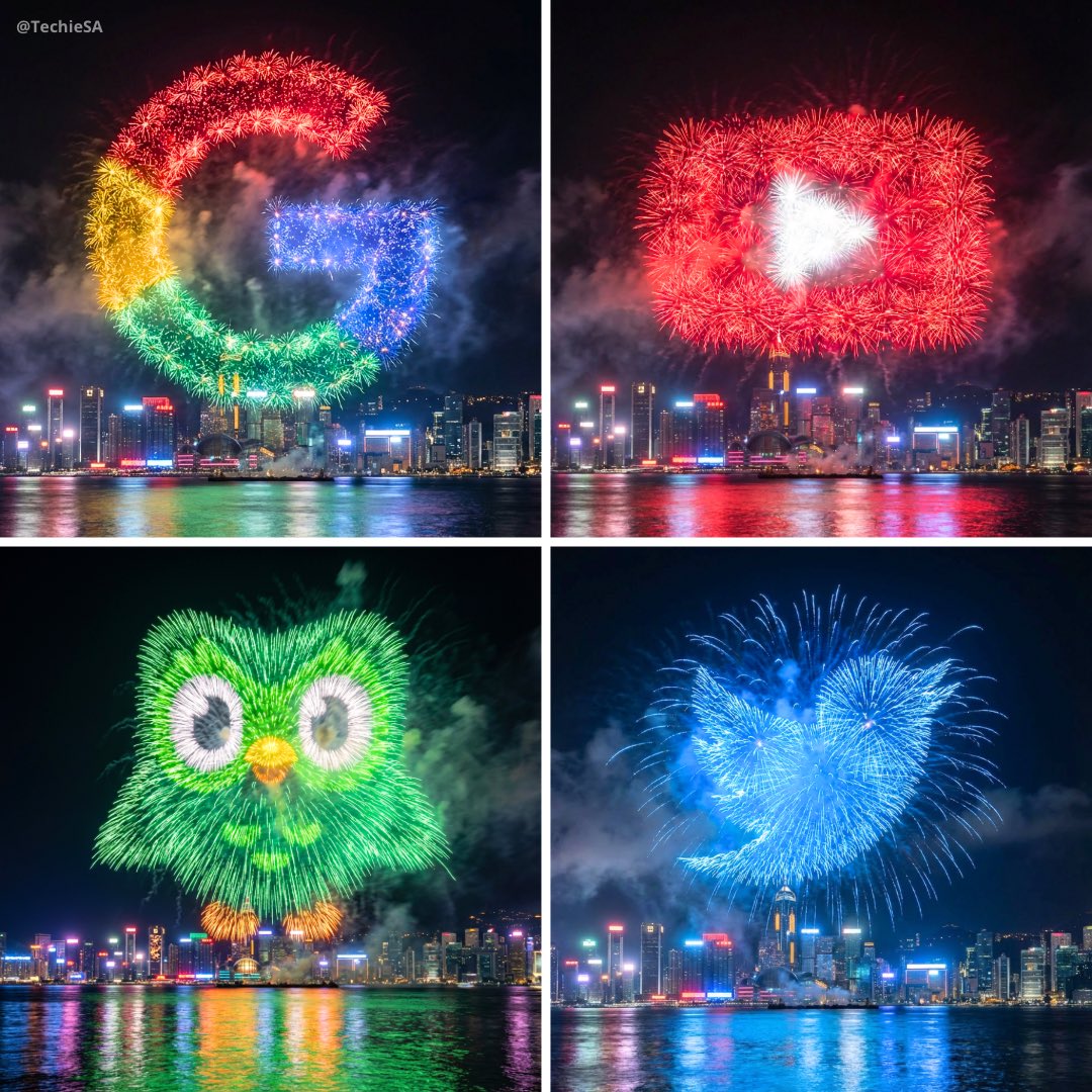 城市夜空中的标志烟花秀