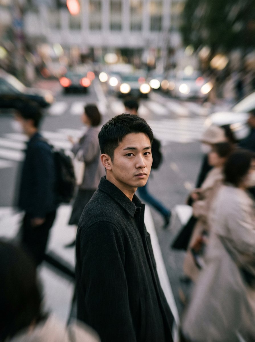 喧嚣人群中的静谧孤影