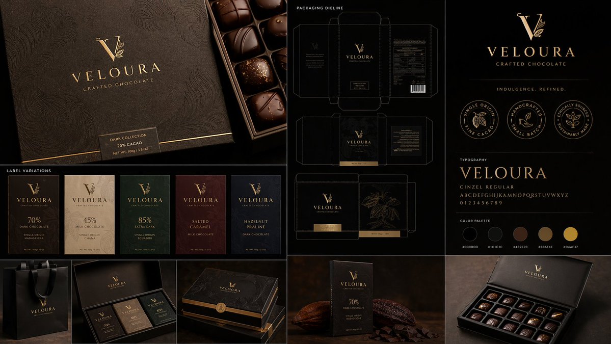 Veloura奢华巧克力包装设计系统
