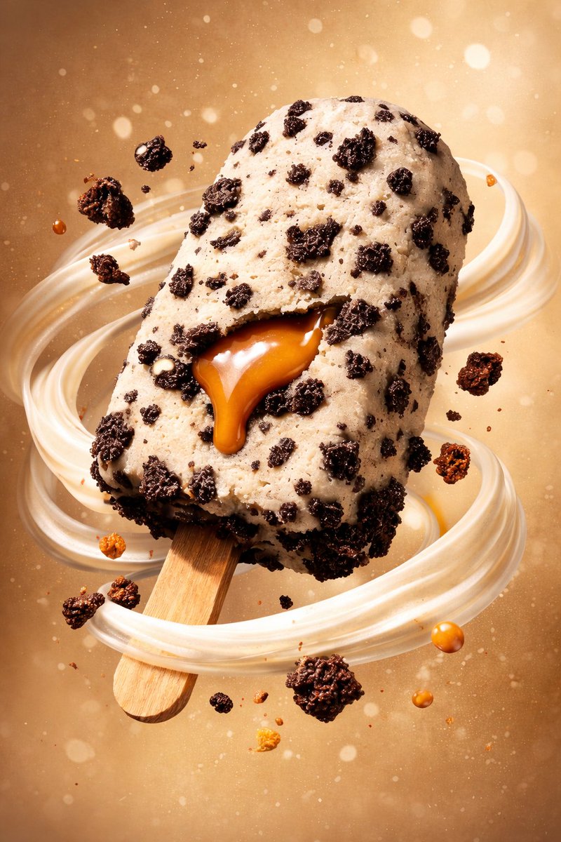 高端甜品摄影：焦糖冰淇淋飞溅定格