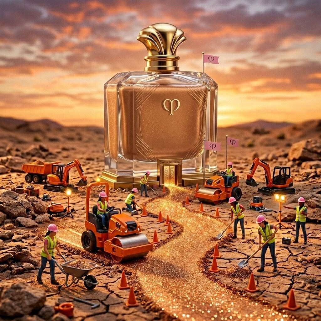 沙漠中的奢华粉底微缩工地