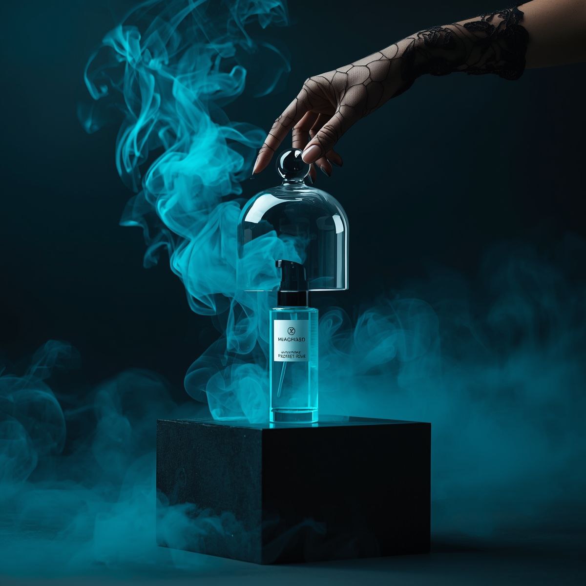 幽蓝迷雾中揭开奢华香水瓶