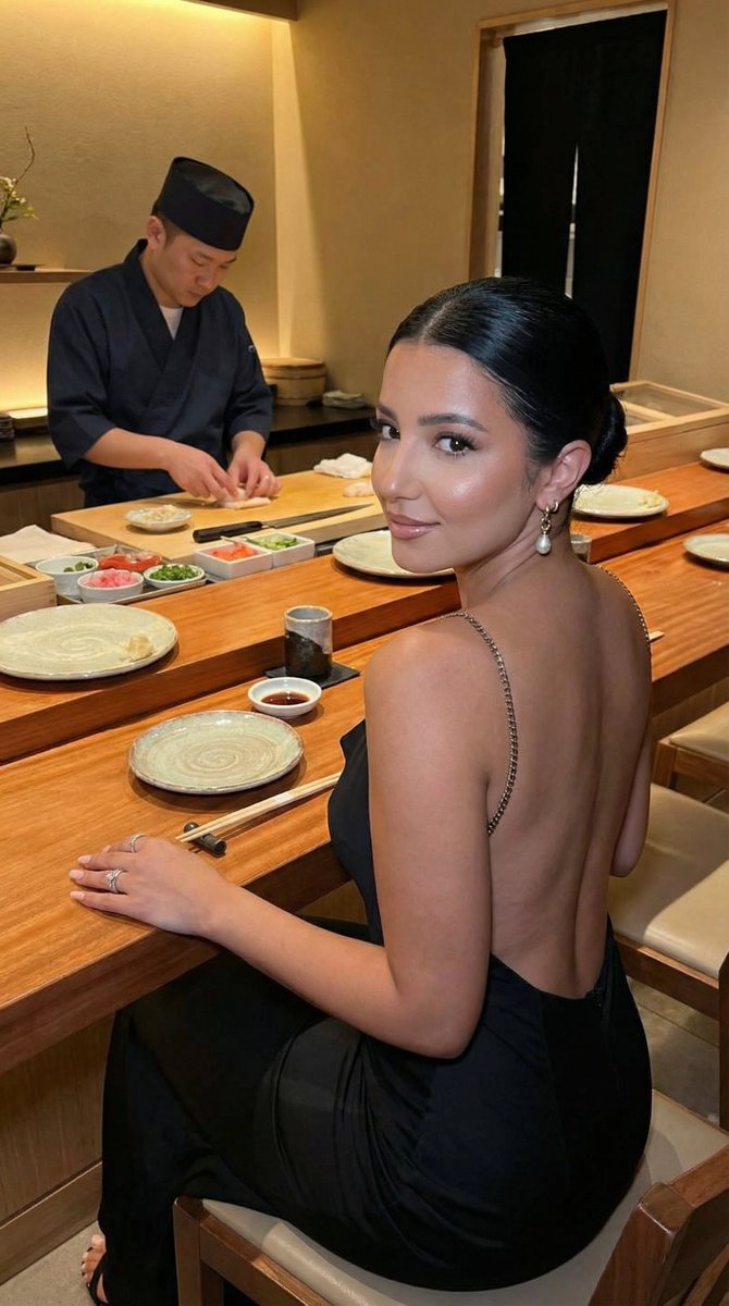 奢华寿司吧的优雅回眸人像