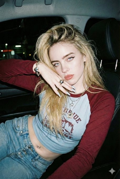 午夜直闪定格Y2K金发少女