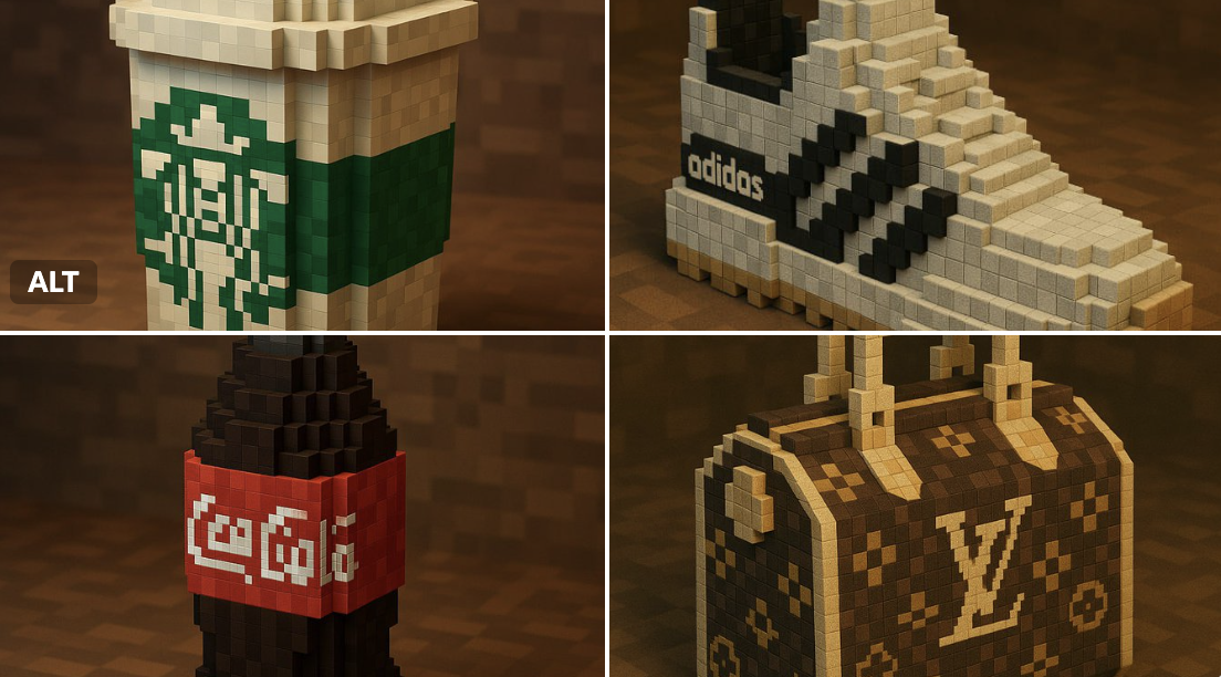 Minecraft风格体素品牌产品复刻